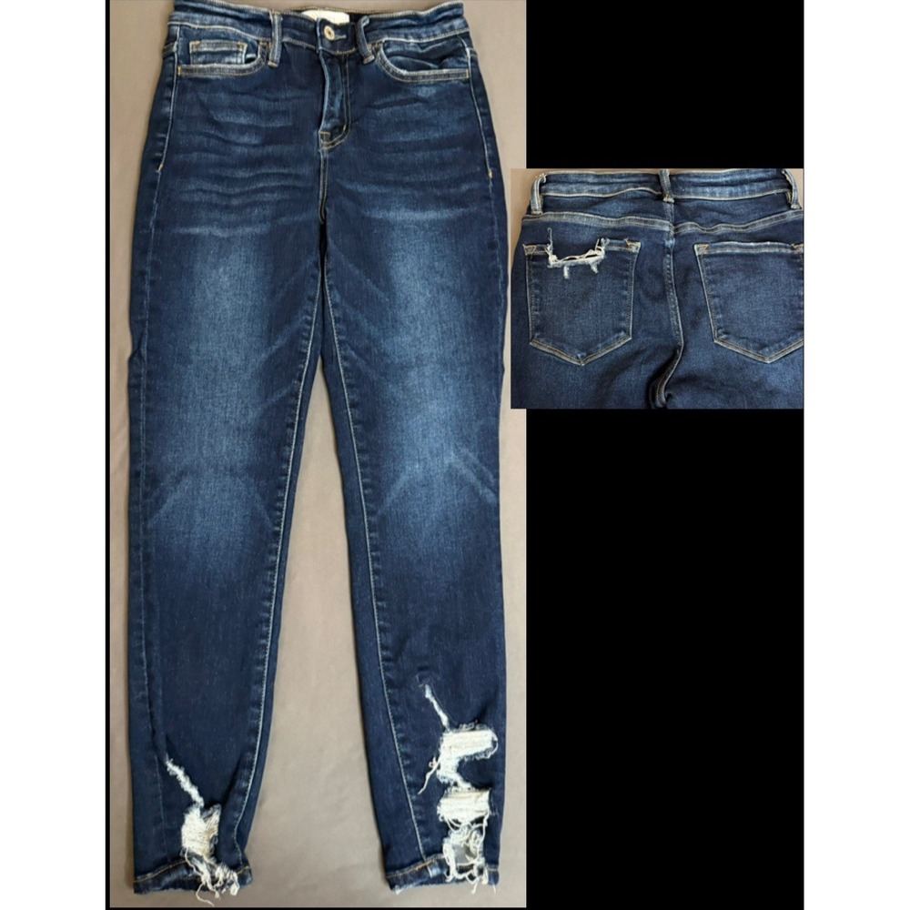 Vervet Blue Skinny‎ Jeans Womens Size 27 Dark Wash Distressed High Rise Stretch